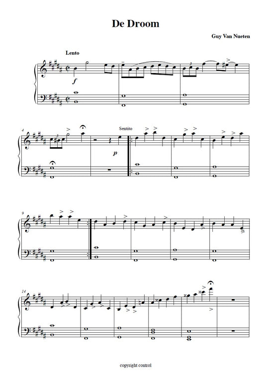 Van Nueten - Merg for Piano Solo - Sheet music BOOK