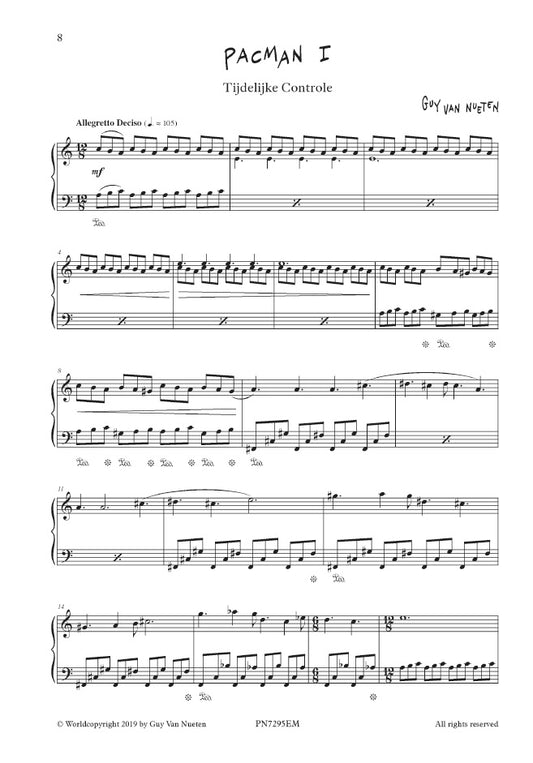 Van Nueten - Pacman for Piano Solo - Sheet music BOOK